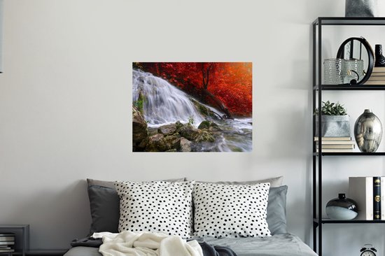 Stickers muraux - Film autocollant - Cascade - Rochers - Water - Automne - 80x60 cm - Film adhésif - Stickers muraux Chambre d'enfant - Papier peint autocollant