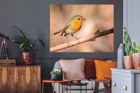 Stickers muraux - Vogel - Branche - Rouge-gorge - 120x90 cm - Feuille adhésive