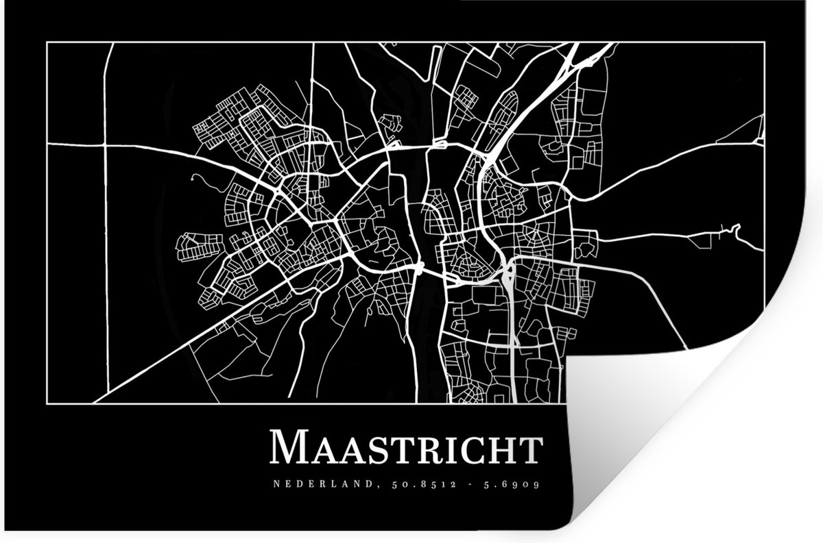 Muurstickers - Sticker Folie - Kaart - Plattegrond - Maastricht - Stadskaart - 120x80 cm -