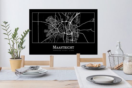 Muurstickers - Sticker Folie - Kaart - Plattegrond - Maastricht - Stadskaart - 90x60 cm - Plakfolie - Muurstickers Kinderkamer - Zelfklevend Behang - Zelfklevend behangpapier - Stickerfolie