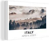 Canvas Schilderij Italië - Dolomieten - Zomer - Mist - 30x20 cm - Wanddecoratie