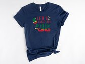 Lykke Let's Take An Elfie T-shirt | It's Christmas | Kerst | Mannen - Vrouwen - Unisex | Katoen | Navy | Maat M