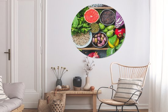 WallCircle - Wall Circle - Wall Circle Inside - Boîte - Fruit - Healthy - 140x140 cm - Décoration murale - Peintures Ronds