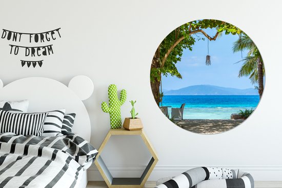 WallCircle - Wandcirkel ⌀ 140 - Tropisch - Strand - Zee - Ronde schilderijen woonkamer - Wandbord rond - Muurdecoratie cirkel - Kamer decoratie binnen - Wanddecoratie muurcirkel - Woonaccessoires