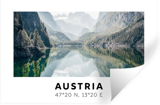 Muurstickers - Sticker Folie - Oostenrijk - Alpen - Water - Berg - 90x60 cm - Plakfolie - Muurstickers Kinderkamer - Zelfklevend Behang - Zelfklevend behangpapier - Stickerfolie