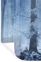 Muurstickers - Sticker Folie - Bos - Winter - Sneeuw - 60x90 cm - Plakfolie - Muurstickers Kinderkamer - Zelfklevend Behang - Zelfklevend behangpapier - Stickerfolie