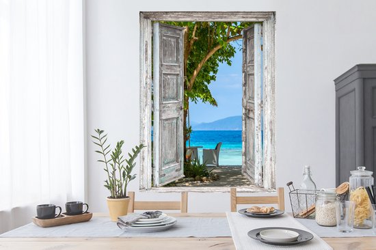 Stickers Stickers muraux - Plage - Tropical - Mer - Transparent - 90x120 cm - Film adhésif