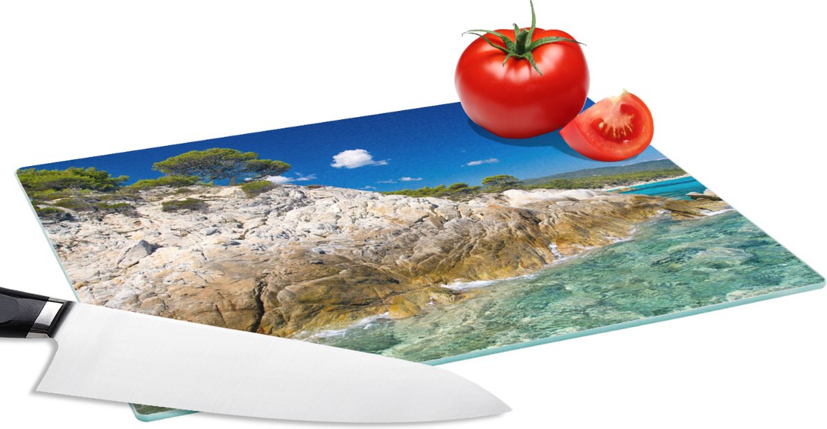 Glazen Snijplank - 28x20 - Zee - Klif - Zomer - Tropisch - Snijplanken Glas