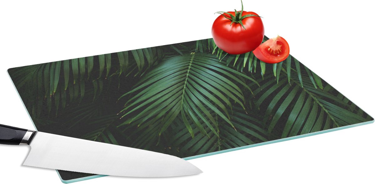 Glazen Snijplank - 39x28 - Palmbladeren - Palmen - Tropical - Snijplanken Glas