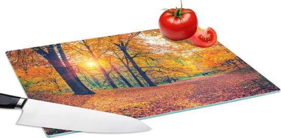 Planche à Verres - 39x28 - Arbres - Automne - Forêt - Feuilles d'automne - Planches à découper en Glas