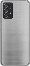 Geschikt voor Samsung Galaxy A53 5G hoesje - Metaal print - Zilver - Lijn - Grijs - Structuur - Siliconen Telefoonhoesje