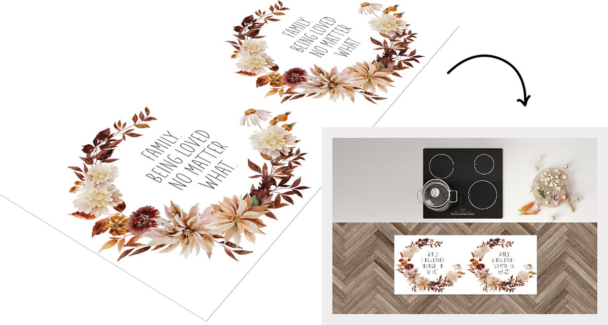 KitchenYeah Keukenloper - Loper keuken - Quotes - Family being loved no matter what - Spreuken - 120x50 cm - Keukenloper vinyl Multicolor