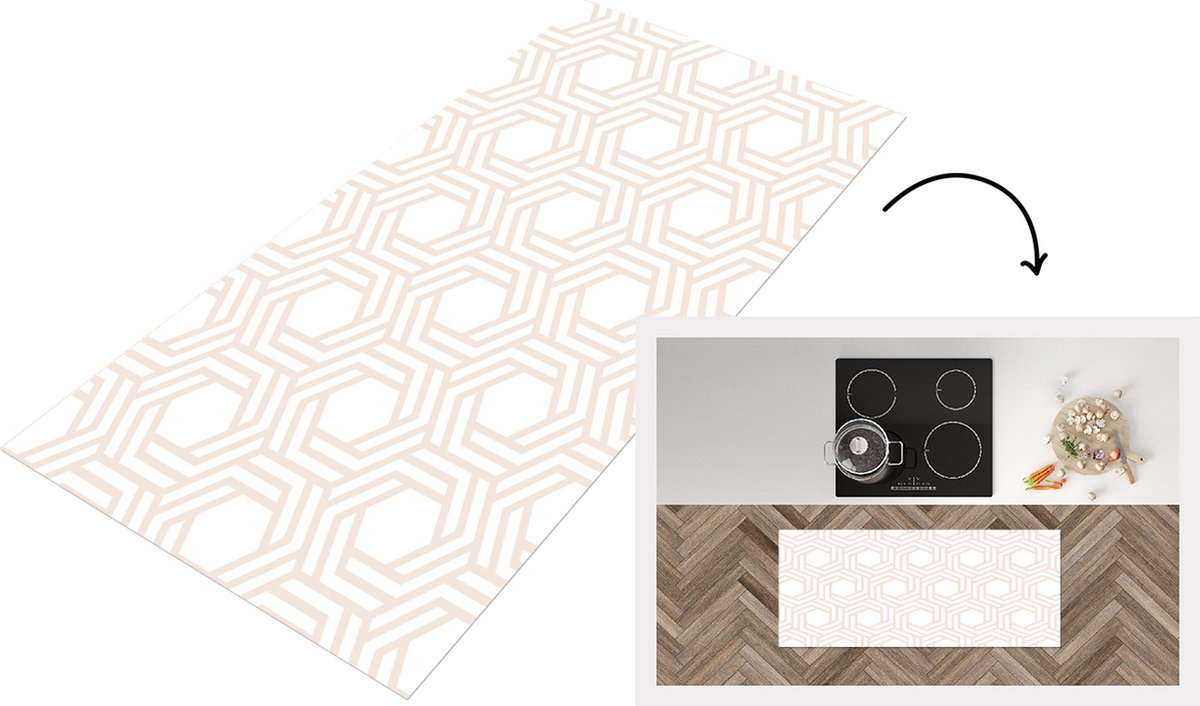 KitchenYeah Keukenloper - Loper keuken - Design - Geometrie - Patroon - 120x50 cm - Keukenloper vinyl Multicolor