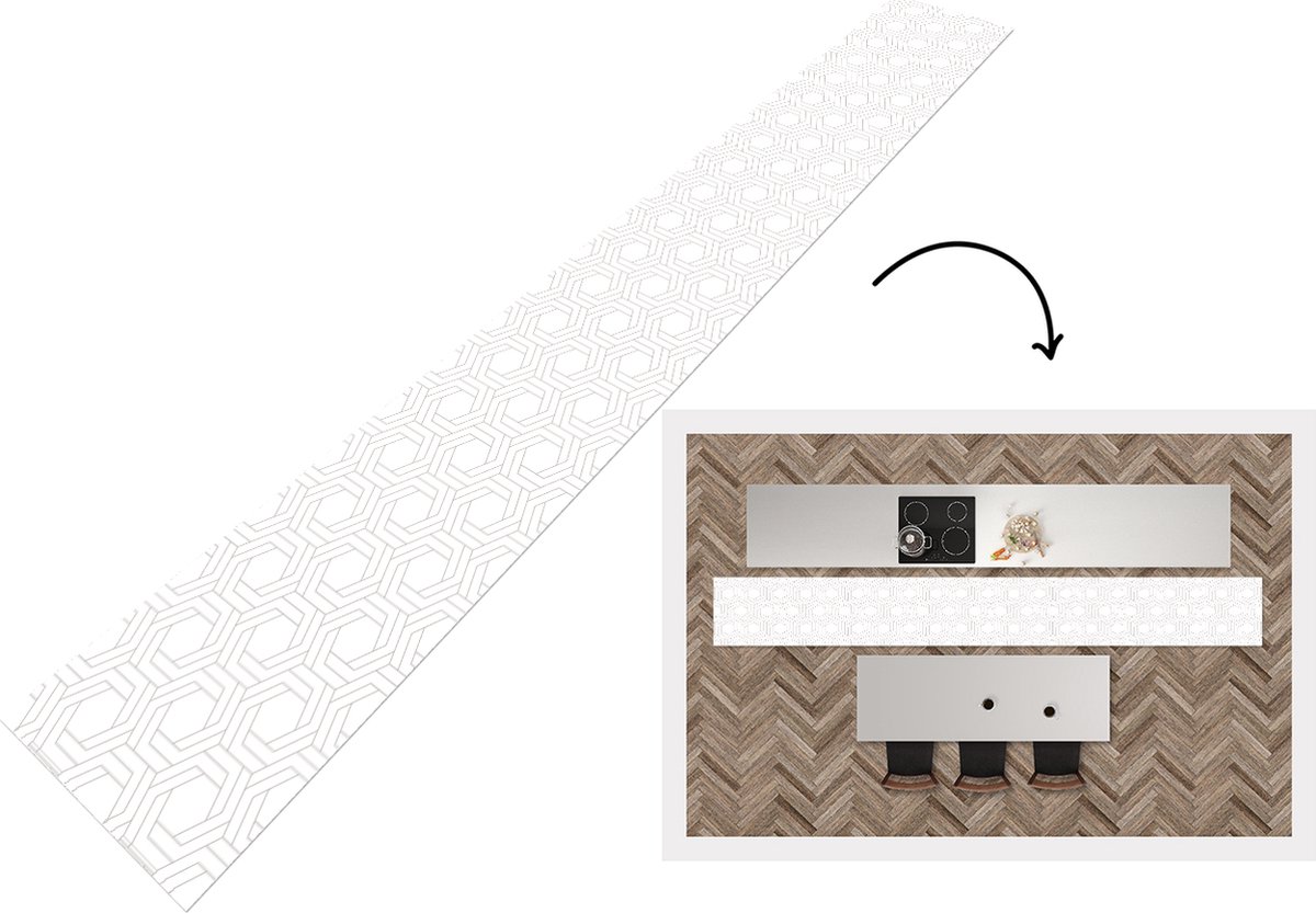 KitchenYeah Keukenloper - Keukenmat - Design - Geometrie - Patronen - Abstract - 480x60 cm - Keuken vloerkleed Multicolor