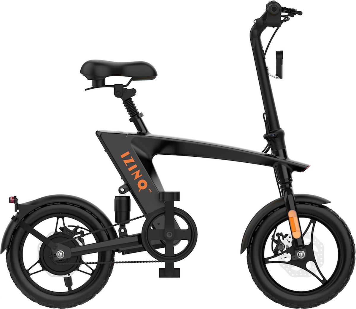 IZINQ H1 - fiets / vouwfiets / Elektrische scooter - 14" luchtbanden - lithium 10.0Ah 36V - Zwart/Oranje - 25km/u - Volwassenen en kinderen - Windgoo