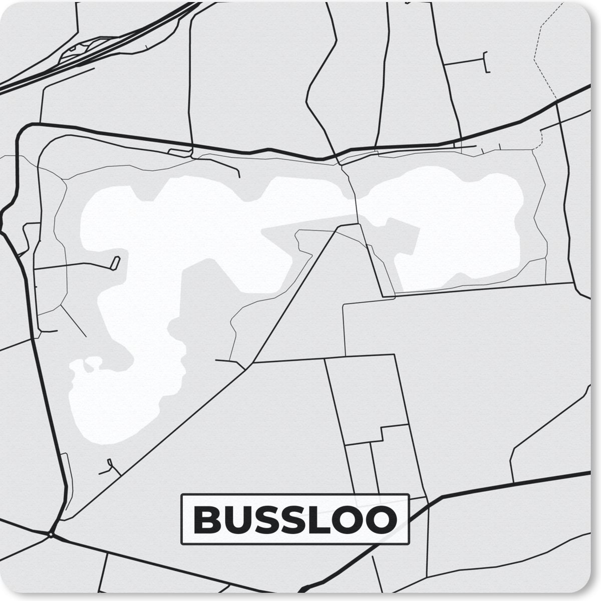 Muismat - Mousepad - Kaart - Bussloo - Stadskaart - Plattegrond - Nederland - 30x30 cm - Muismatten