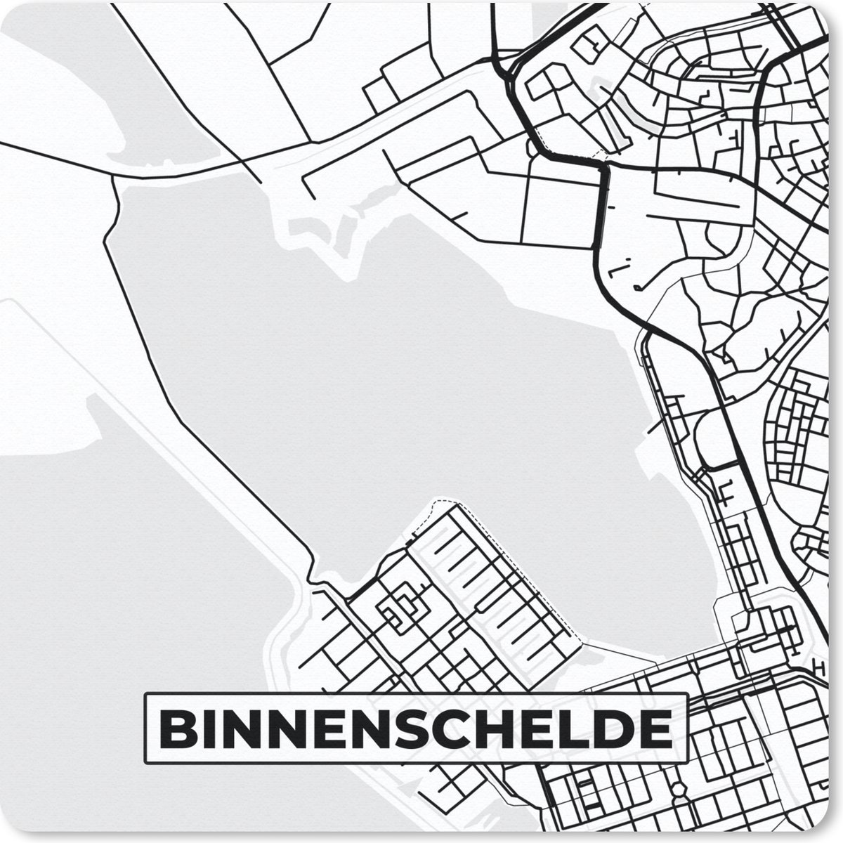 Muismat 30x30 cm - Mousepad Plattegrond - Stadskaart - Kaart - Binnenschelde - Muismatten - Stadskaart