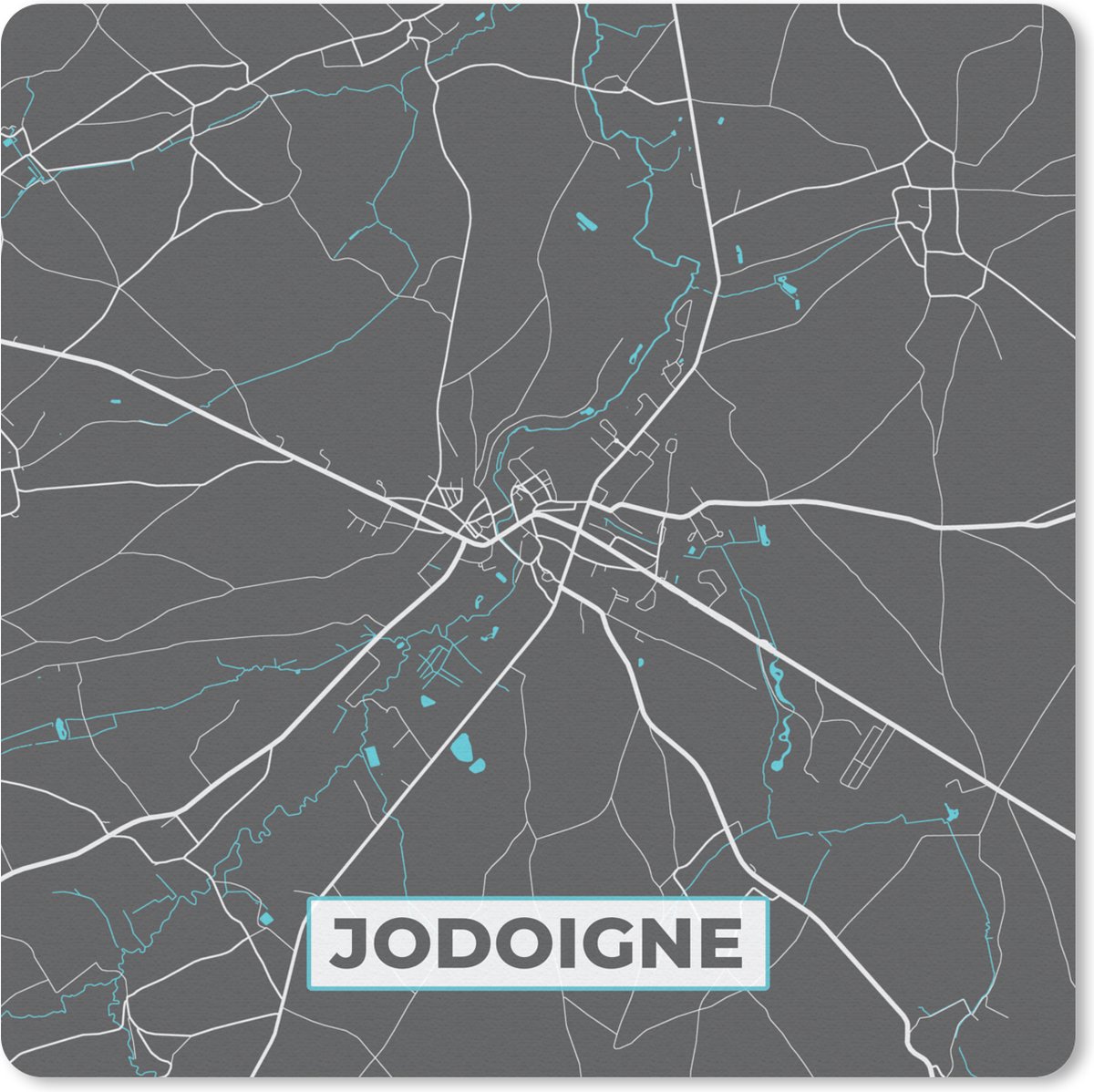 Muismat 30x30 cm - Mousepad Stadskaart – Grijs - Kaart – Jodoigne – België – Plattegrond - Muismatten - Stadskaart