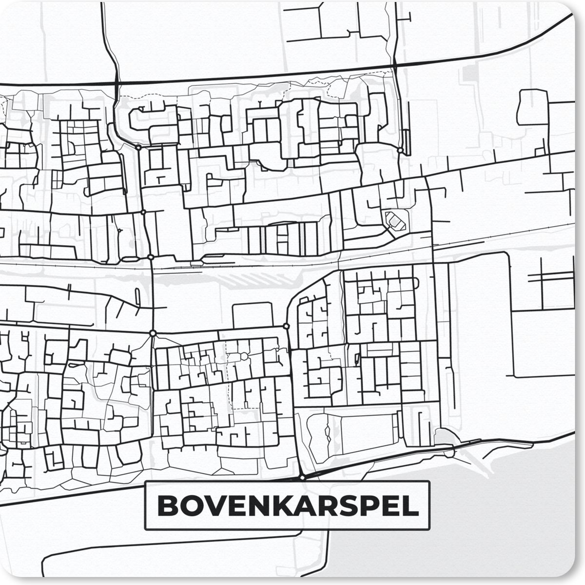 Muismat 30x30 cm - Mousepad Kaart - Bovenkarspel - Stadskaart - Plattegrond - Muismatten - Stadskaart