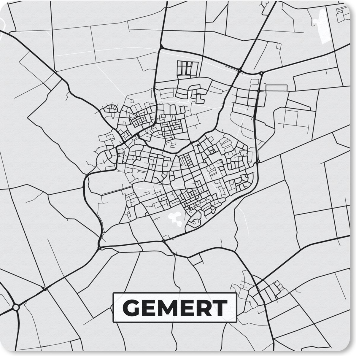 Muismat 30x30 cm - Mousepad Plattegrond - Gemert - Kaart - Stadskaart - Muismatten - Stadskaart