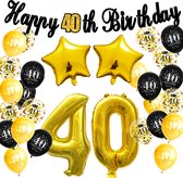 29-delig Goud / Zwart 40 jaar verjaardag versiering - 40 jaar verjaardag - 40 jaar - 40 jaar slingers - 40 jaar ballonnen - Feestversiering - 40 jaar verjaardag man / vrouw - 40 jaar versiering