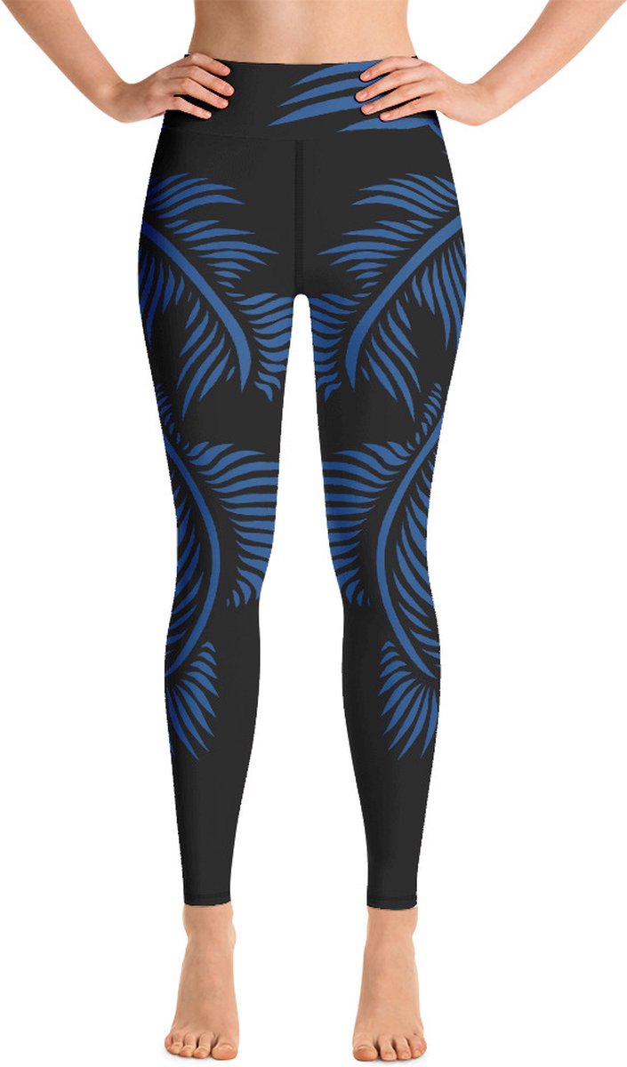 Sportlegging - design Lines 4 Peace - High Waist - Dry Fit - High Performance - 4way stretch- unieke print - UPF 50+ - Hardloop - Yoga - Fitness - Dans - Pilates - Training - sportbroek - zwart klassiekblauw- maat XS van Merkloos — afbeelding 4