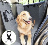 Hondendeken voor auto achterbank, kofferbakdeken, kofferbakbescherming voor honden, autodeken voor bescherming achterbank of kofferbak, met veiligheidsgordel, scheurbestendig, waterdicht, afwasbaar, zijbescherming/ Grijs
