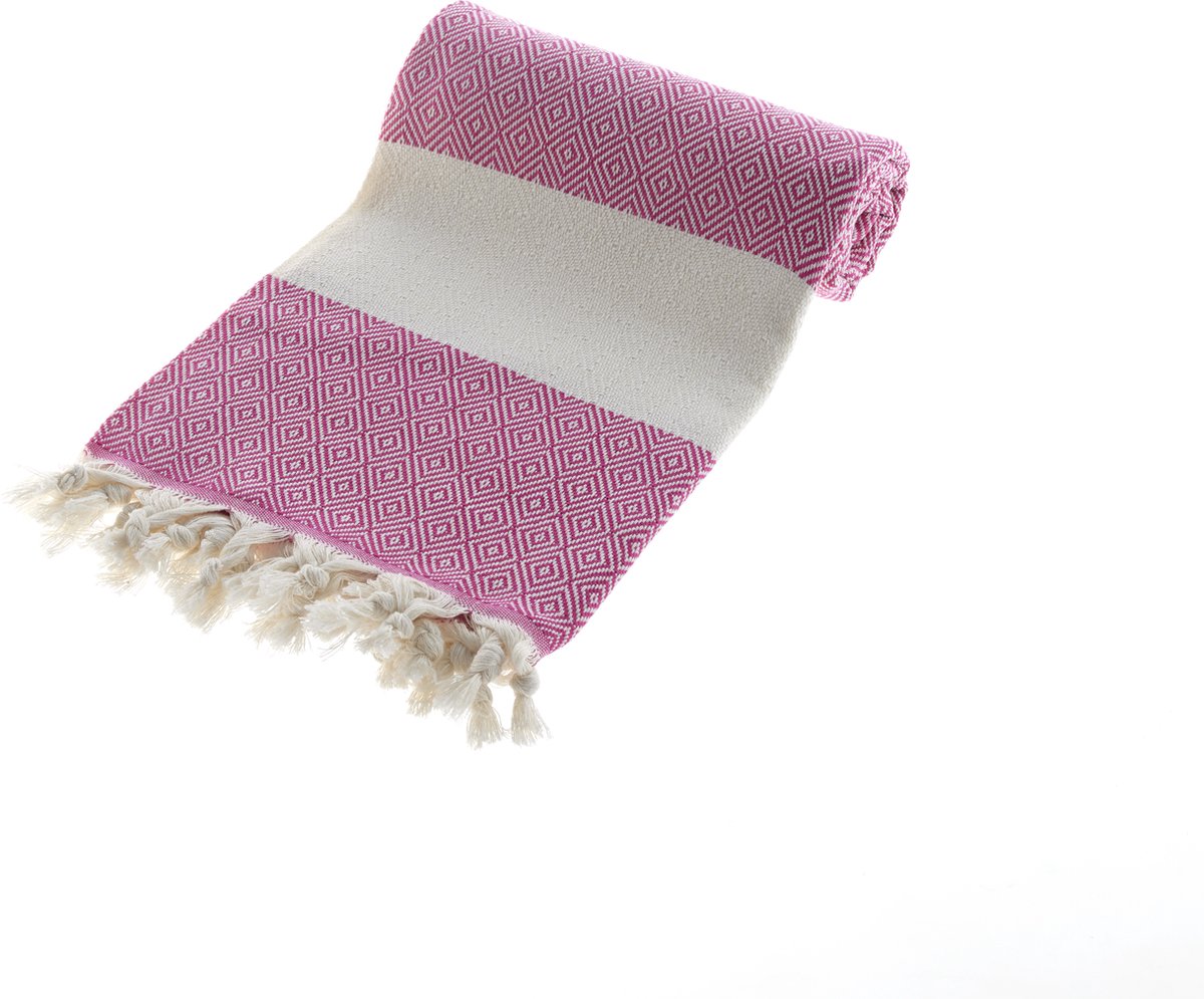 Strandlaken, Strandhanddoek, Diamantontwerp Roze Kleur (Code: 05), badlaken , Hamamdoek , 100x180 cm Beach Towel, Turkish Peshtemal, Hammam Towel