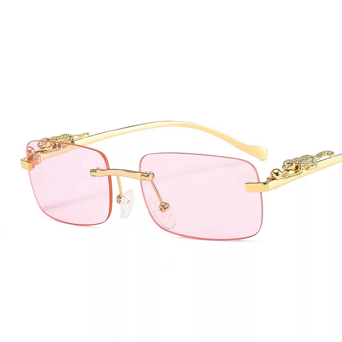 ZeyMem | Unisex Zonnebril | Frameless Deluxe zonne bril tijger |Inc. Brilzak & Doek & schroef | Roze