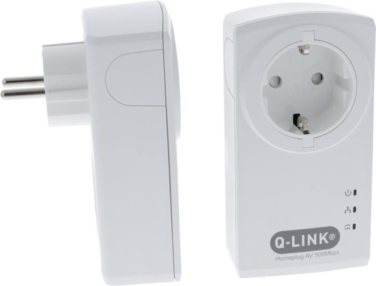 Q-Link Powerline adapter homeplug - Starterkit - Internet over stroomnet - 500 Mbps - max 300 meter
