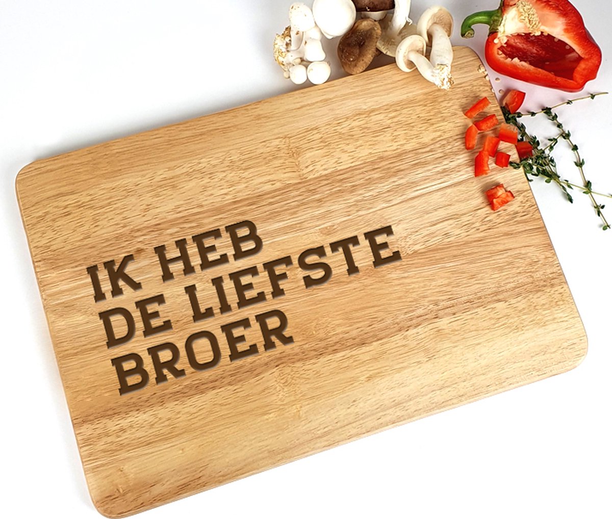 Snijplank hout - Cadeau broer - Ik heb de liefste broer - Broer cadeau - 35x23cm - Snijplank - Houten snijplank - Broer - Liefste broer