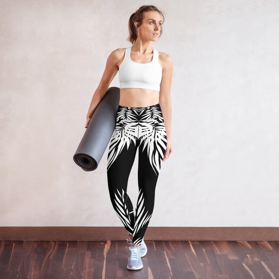 Sportlegging - design Tiger Power Up - High Waist - Dry Fit - High Performance - 4way stretch- unieke print - UPF 50+ - Hardloop - Yoga - Fitness - Dans - Pilates - Training - sportbroek - zwart wit - maat XL — afbeelding 5