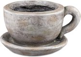 Pot de fleurs tasse à thé/café - 37x34 cm - gris crème