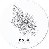 Muismat - Mousepad - Rond - Plattegrond – Köln – Zwart Wit – Stadskaart - Kaart - 30x30 cm - Ronde muismat