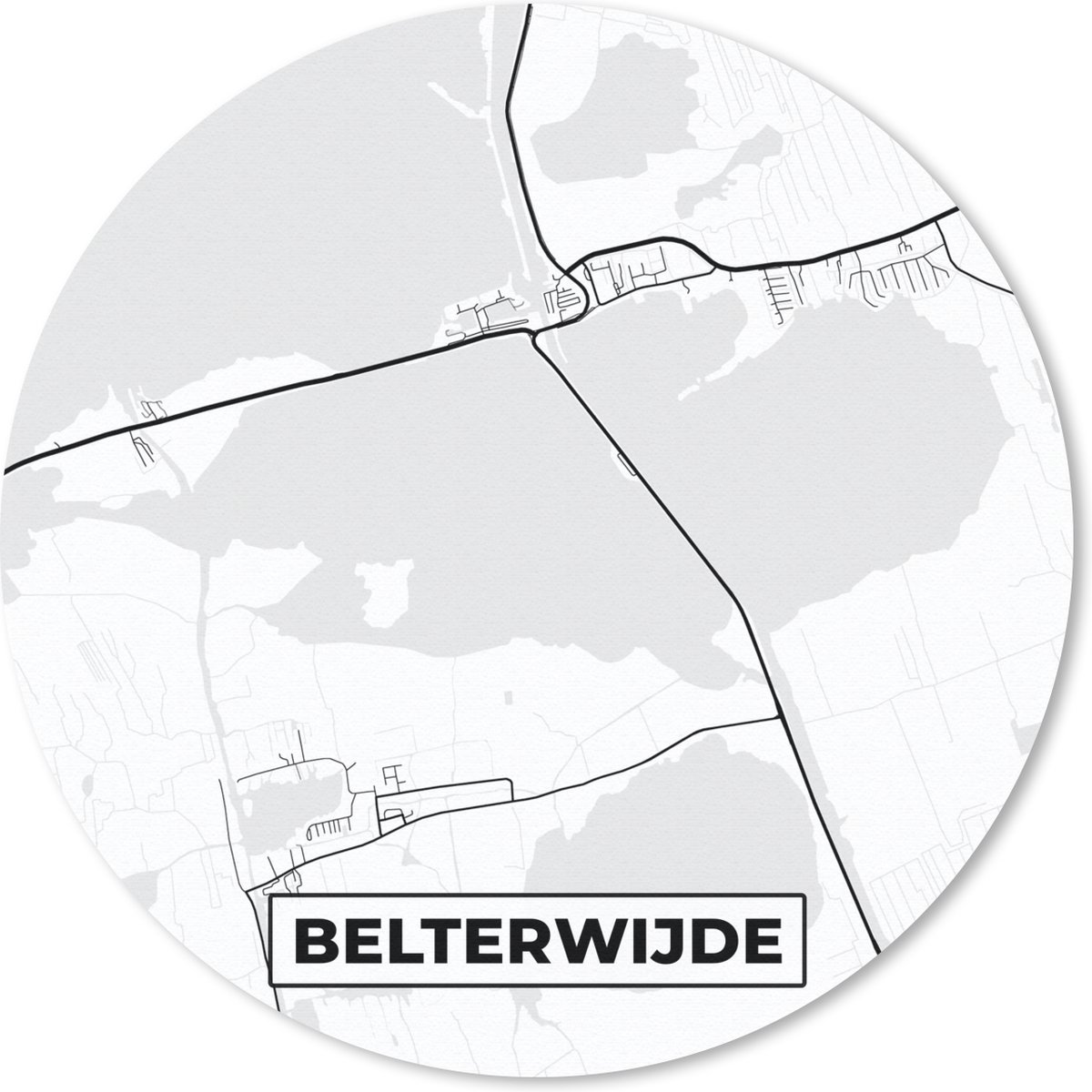 Muismat rond 30x30 cm - Mousepad Nederland - Kaart - Plattegrond - Belterwijde - Stadskaart - Ronde muismatten - Stadskaart