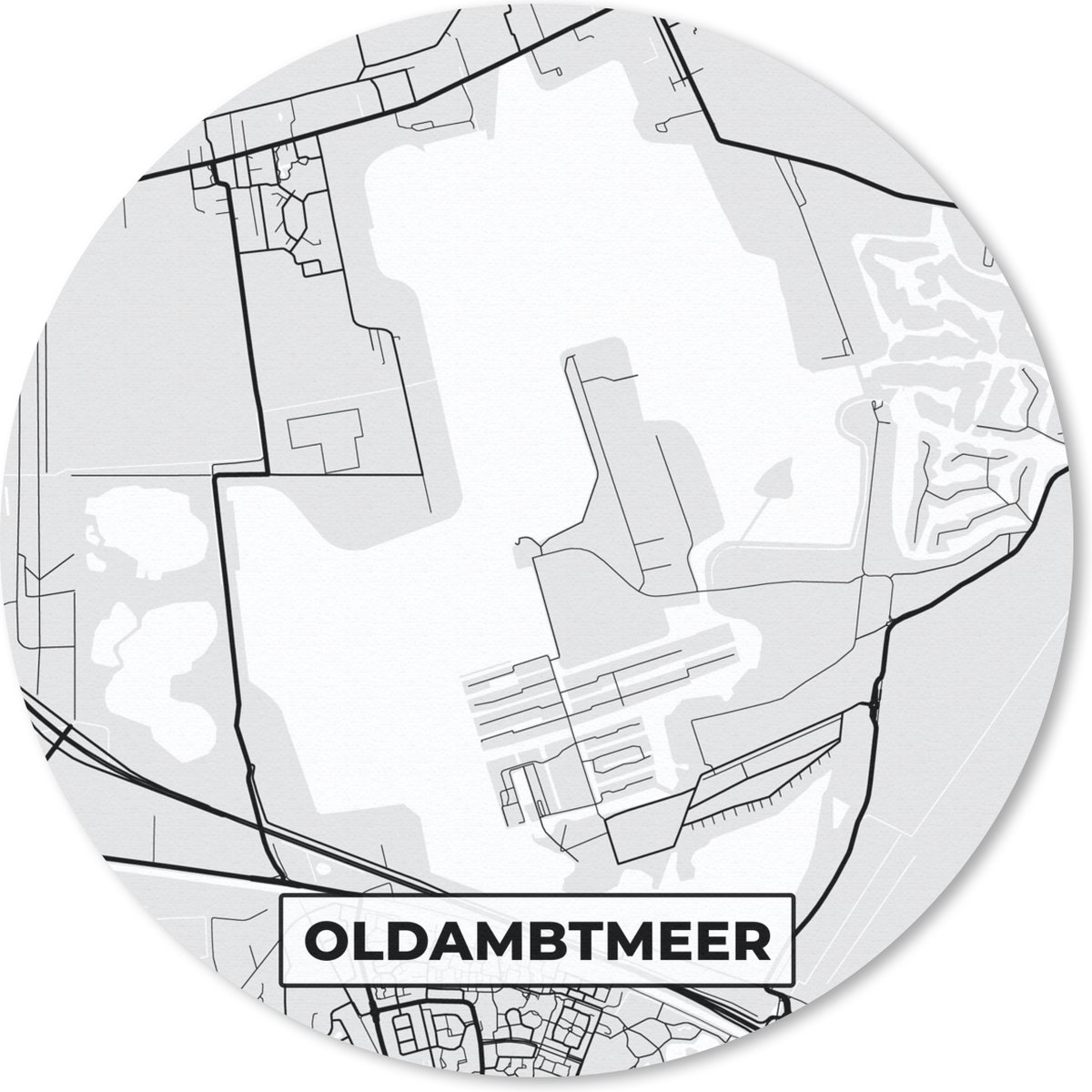 Muismat rond 30x30 cm - Mousepad Nederland - Plattegrond - Oldambtmeer - Stadskaart - Kaart - Ronde muismatten - Stadskaart