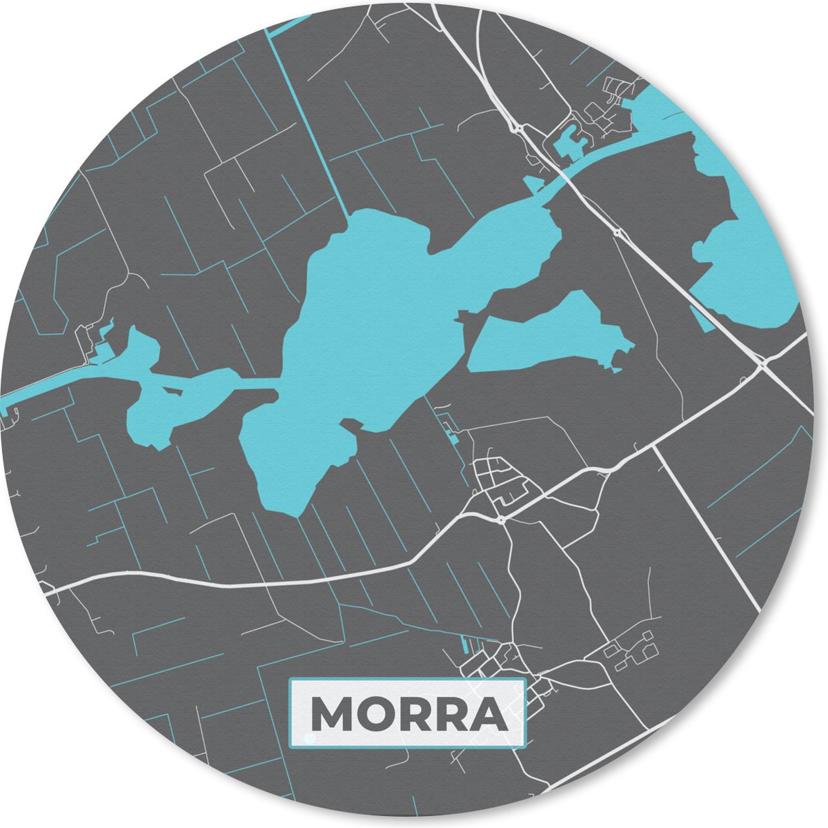 Muismat rond 40x40 cm - Mousepad Stadskaart - Friesland - Kaart - De Morra - Plattegrond - Ronde muismatten - Stadskaart
