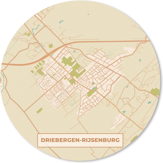 Muismat - Mousepad - Rond - Kaart - Driebergen-Rijsenburg - Plattegrond - Stadskaart - 50x50 cm - Ronde muismat - MousePadParadise