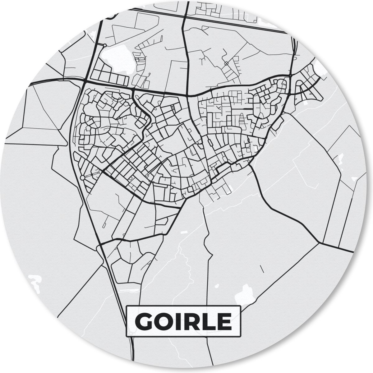 Muismat rond 50x50 cm - Mousepad Goirle - Stadskaart - Kaart - Plattegrond - Ronde muismatten - Stadskaart