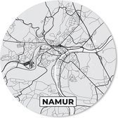 Muismat - Mousepad - Rond - Stadskaart – Plattegrond – België – Zwart Wit – Namen – Kaart - 30x30 cm - Ronde muismat