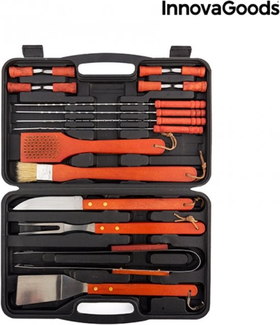 Mallette pour barbecues 18 pièces - Ensemble barbecue - Ensemble d'outils pour barbecue - Ensemble d'outils pour barbecue - Mallette pour barbecue - Outils pour barbecue - Coffret pour ensemble barbecue - Coffret pour ensemble d'outils pour barbecue