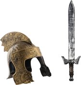 Ridder verkleed accessoires set helm en wapens zwaard 68 cm voor volwassenen