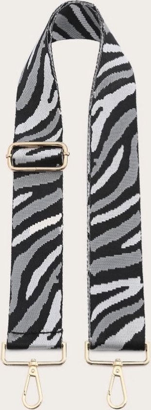theFATstrap – Bagstrap – Tassenriem – Shouderriem Tassenhengsel – Schouderband – Tasriem -Zebra – Grijs – Zwart – Goud