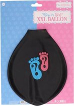 Boy Or Girl XXL Ballon - Zwart - Roze / Blauw - Gender Reveal Party - Rubber - Boy - Girl - Feest - Verwachting - Zwanger - Gender - Reveal