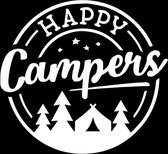 Happy camper sticker - Grappige auto stickers - Camper sticker - Caravan sticker - Auto accessories - Stickers volwassenen - 12 x 13 cm - Wit - 225