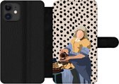 Bookcase Geschikt voor iPhone 12 Pro telefoonhoesje - Oude meesters - Melkmeisje - Stippen - Vintage - Met vakjes - Wallet case met magneetsluiting
