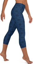 Sportlegging - Capri 3/4 - design Grace in Lace - High Waist - Dry Fit - High Performance - 4way stretch- unieke print - UPF 50+ - Hardloop - Yoga - Fitness - Dans  - Pilates - Training - sportbroek – donkerblauw klassiekblauw - maat L