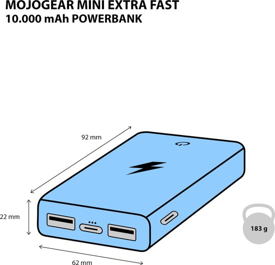 MOJOGEAR pour iPhone et iPad: batterie externe MINI Extra Fast 10000 mAh +  câble