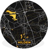 Wandcirkel - Muurcirkel Binnen - Goud – Duitsland – Plattegrond – Gold – Stadskaart – Kaart – Hilden - ⌀ 140 cm - Wanddecoratie - Ronde Schilderijen