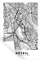Stickers muraux - France - Carte - Carte - Créteil - Plan de ville - 40x60 cm - Film adhésif